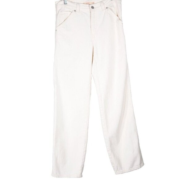 Levi's Women's US25 White Dad Utility Straight Leg Jeans 100% Cotton Cargo Denim - Picture 9 of 10